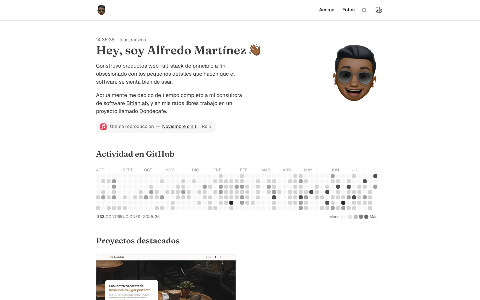 Captura del sitio de alfredom.dev