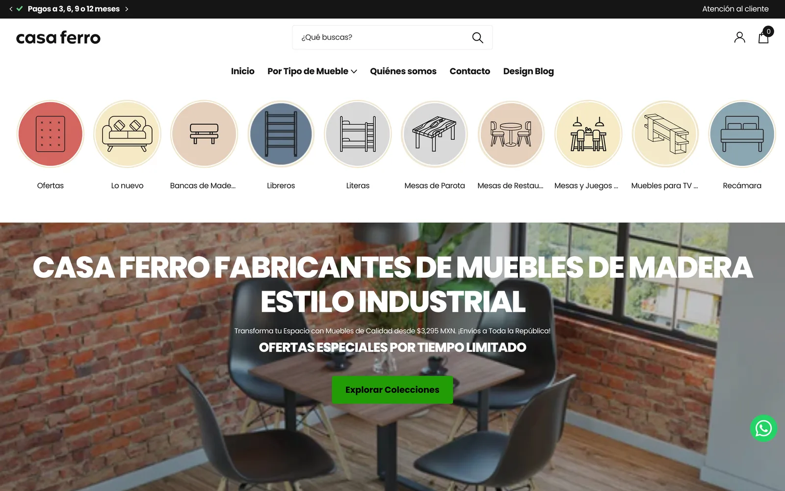 Captura del sitio de Casa Ferro